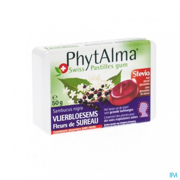 Phytalma Gompastilles Vlierbloesem + Stevia 50g